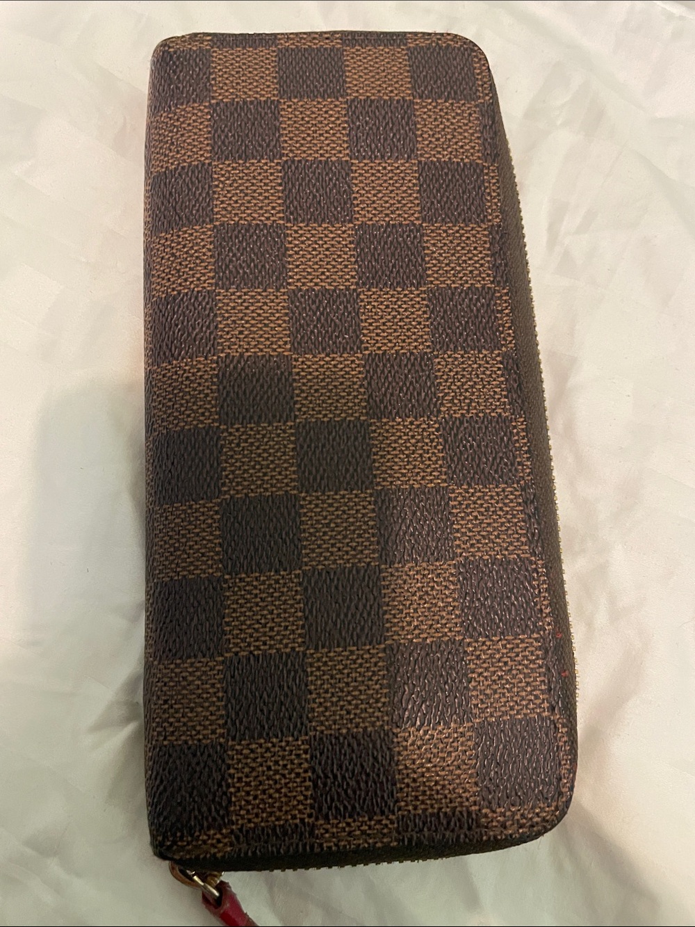 Men's Checker Zip-Around Wallet in Brown